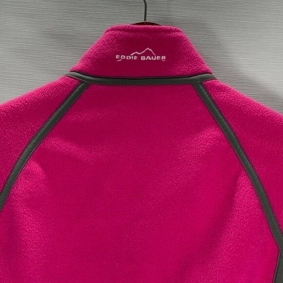 Eddie Bauer Jacket Womens Large Pink Fleece Full Zip Pockets Floral Embroidery - Picture 10 of 11